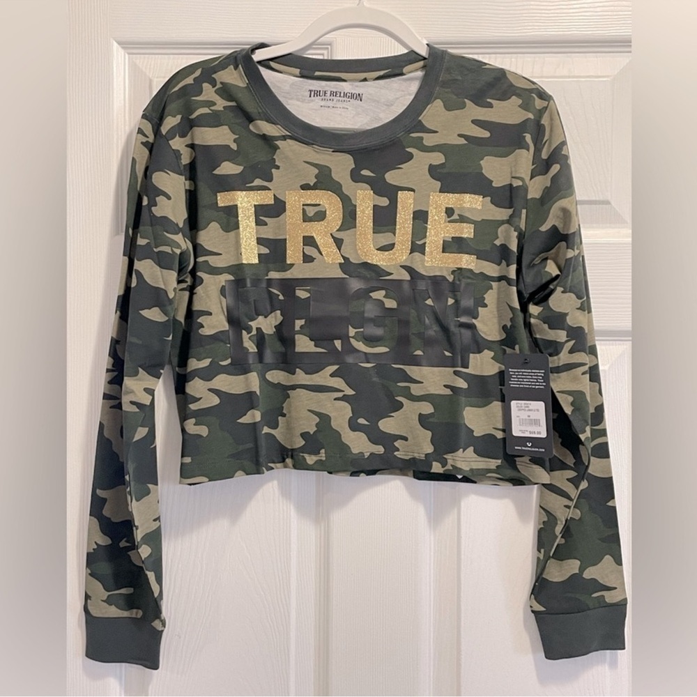 NWT True Religion Logo Long Sleeve
Tee Cropped Lamar Camo Shirt XS
